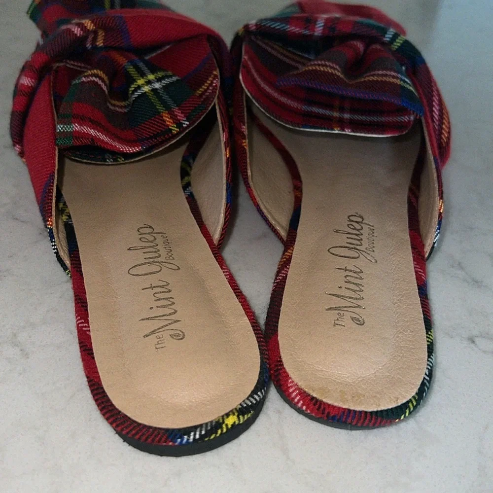 Mint Julep Under The Tree Red Plaid Mules - Picture 4 of 9